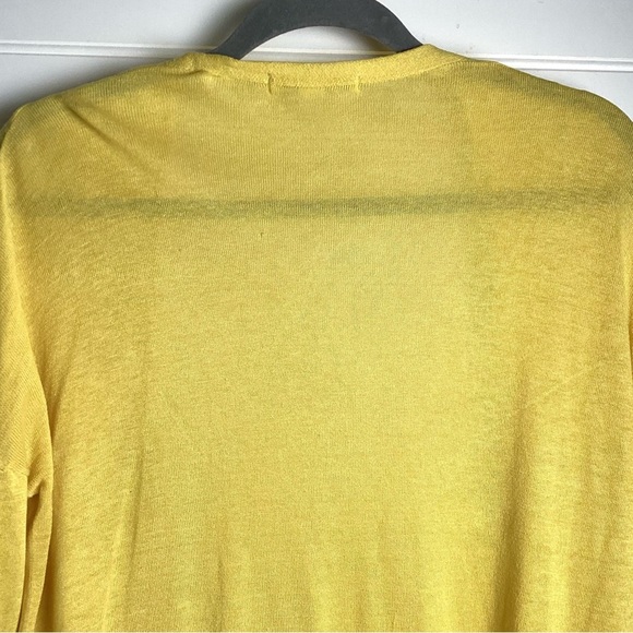 Boden Silk& Linen Mustard Yellow Open Cardigan Pockets Size6 - Picture 6 of 7
